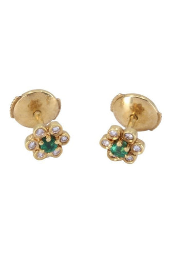 Boucles d'oreilles BOUCLES D'OREILLES MARGUERITES ÉMERAUDES ET DIAMANTS 58 Facettes 088171