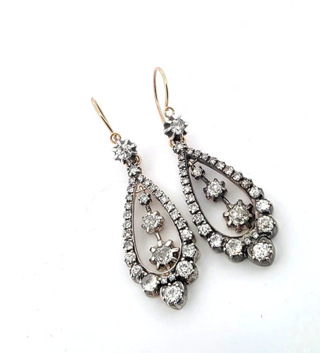 Boucles d'oreilles Boucles d’oreilles en or bas titre et argent et diamants 58 Facettes
