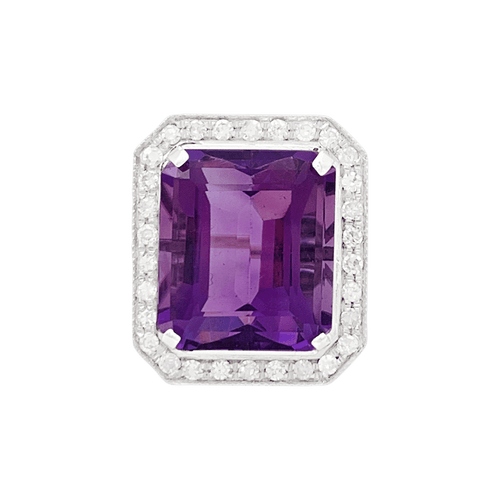 Bague 55 Bague or blanc, diamants, améthyste. 58 Facettes 34515