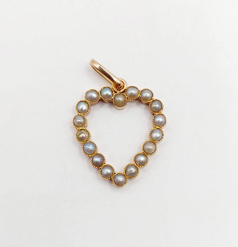 Pendentif Pendentif antique or jaune cœur et perles 58 Facettes A05499