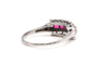 Bague 57 Bague Art Déco or blanc sertie de rubis de synthèse et de zirconiums 58 Facettes 22917