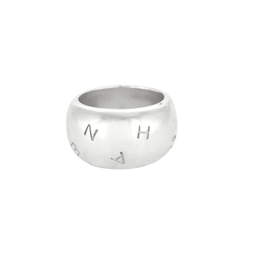 Bague 53 CHANEL-Bague jonc bombé gravé vintage en argent 58 Facettes LMB-264