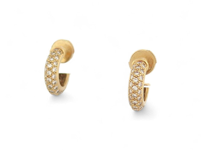 Boucles d'oreilles boucles d'oreilles creoles CARTIER etincelle or jaune 18k pavees s 58 Facettes 270594