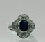 Bague 53 Bague de style Art Déco en platine avec un saphir central et des diamants 58 Facettes 50245