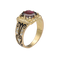 Bague Bague chevalière Napoléon III en or jaune 18K avec émail et grenat – Taille 54 58 Facettes