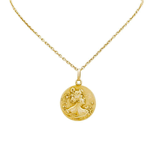 Pendentif Médaille Art Nouveau Prosper d'Epinay de Briort, or jaune. 58 Facettes 35272