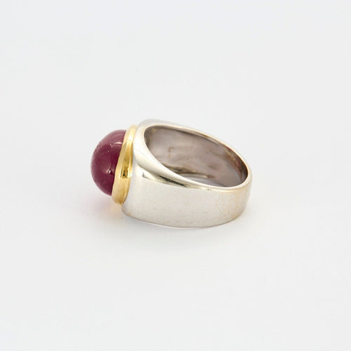 Bague or jaune et blanc tourmaline rose 58 Facettes LP985