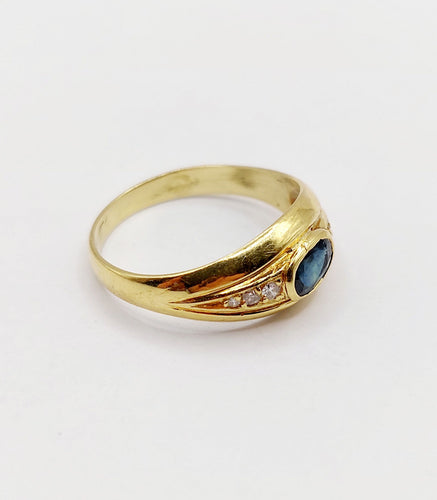 Bague 53 Bague jonc vintage or jaune, saphir et diamants 58 Facettes A06062