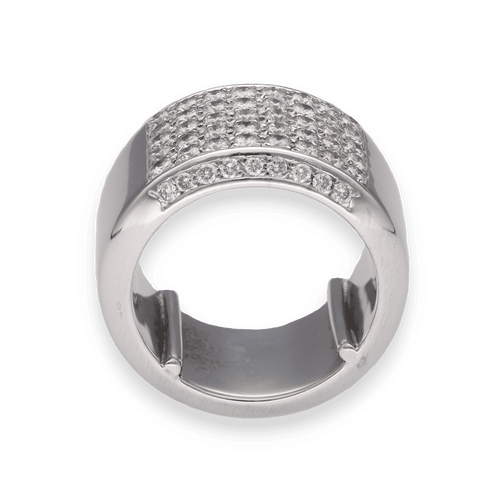 Bague 55 Bague imposante en or gris 18K - 2,00 Cts de diamants brillants G-VS - 37 g - Taille 55 58 Facettes FB09753