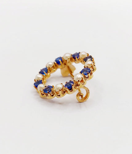 Broche Broche antique en or 18k avec perles et pierres bleues 58 Facettes A06460