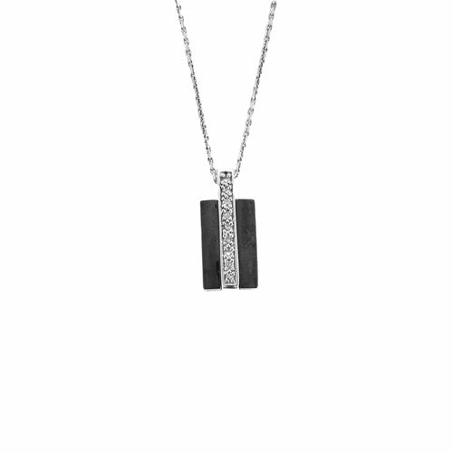 Collier Pendentif et chaine or blanc, céramique et diamants 58 Facettes 250135