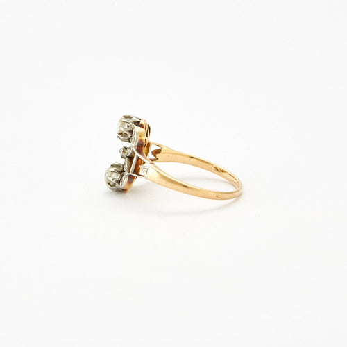 Bague 54 Bague or jaune et gris sertis de diamants 58 Facettes 240029