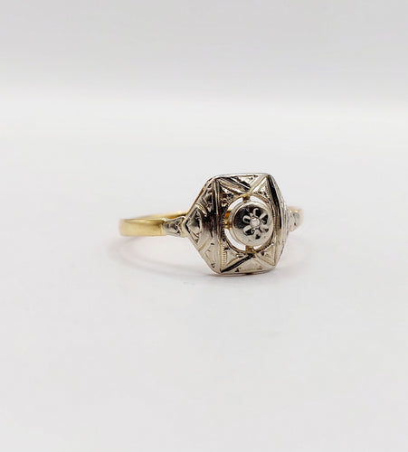 Bague 58 Bague art deco or 18k petit diamant taille roses (circa 1910) 58 Facettes A06406
