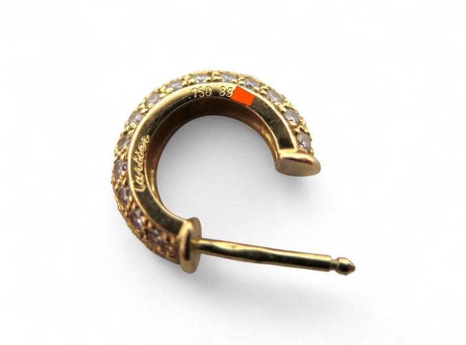 Boucles d'oreilles boucles d'oreilles creoles CARTIER etincelle or jaune 18k pavees s 58 Facettes 270594