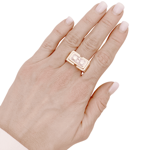 Bague 65 Bague Tank en or jaune, platine, diamants 58 Facettes 34450