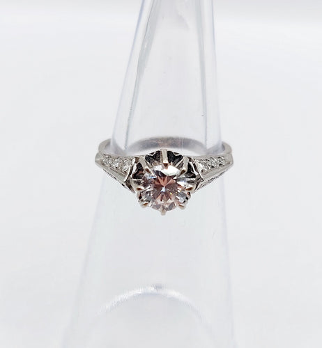 Bague 47 Bague solitaire Art Déco or blanc, platine et diamant 0,55 carat (circa 1930) 58 Facettes A00256