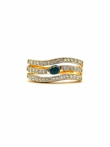Bague 54 Bague vintage en or 18 carats diamants 8/8 et saphir 58 Facettes
