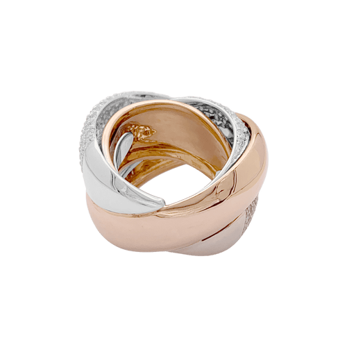 Bague 51 Bague quatre joncs deux ors et diamants. 58 Facettes 34736