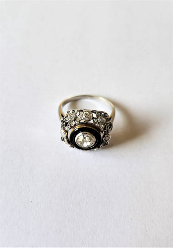 Bague 53 Bague or blanc 18k et Diamants anciens 58 Facettes