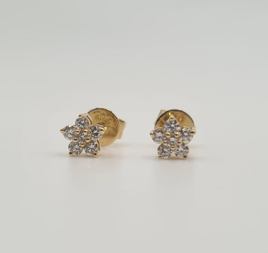 Boucles d'oreilles Boucles d’oreilles fleurs or jaune serties de diamants 58 Facettes