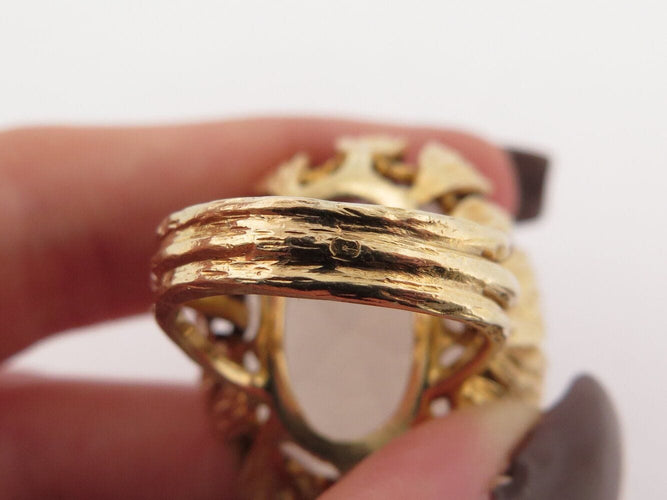 Bague 52 bague cocktail sertie pierre quartz fume t52 en or jaune 14k 31.7gr 58 Facettes 270125