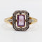Bague 55 Bague pompadour or jaune, platine, améthyste et diamants taille rose (circa 1910) 58 Facettes A05298