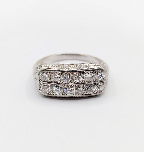Bague 52 Bague tank art déco or blanc et diamants 58 Facettes A05400