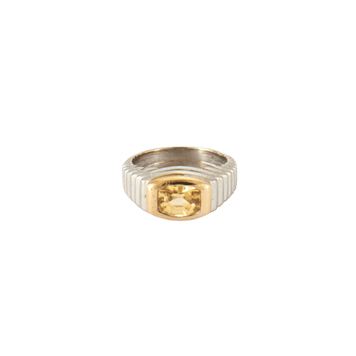 Bague 53 Bague Platine & Citrine 58 Facettes ALGU14
