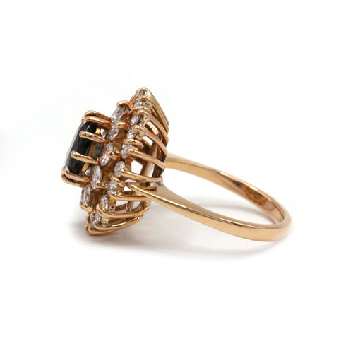Bague 54 Bague - Or jaune saphir et diamants 58 Facettes 1051