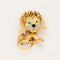 Broche Broche Lion en or jaune et blanc, émeraudes, diamants et onyx 58 Facettes 250094