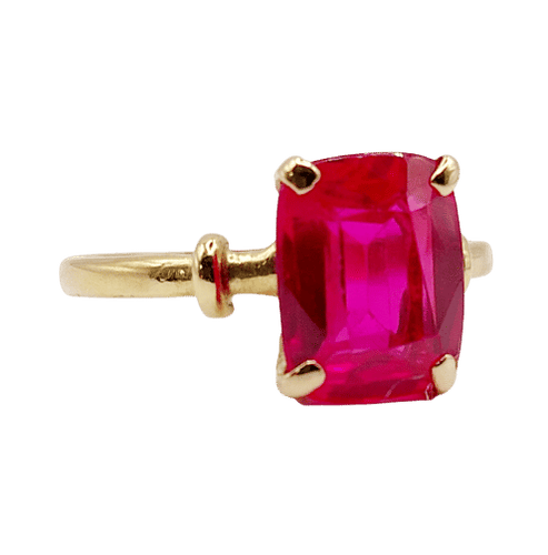 Bague 54.5 Bague cocktail Art Déco or jaune, rubis synthétique 58 Facettes A06308