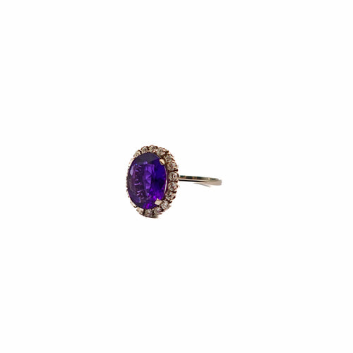 Bague 57 Bague en or blanc, améthyste et diamants 58 Facettes 21000942