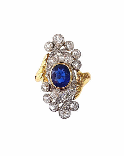 Bague 52.5 Bague BELLE ÉPOQUE saphir et diamants 58 Facettes Bag.1900-DV.40