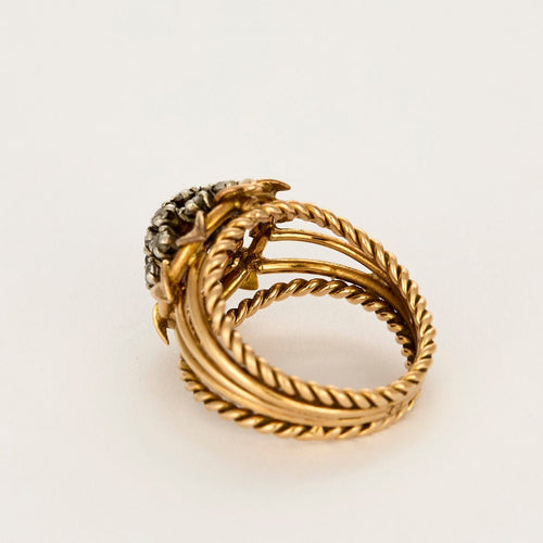 Bague 54 Bague Or jaune, Platine, diamants et saphir 58 Facettes CAS0261