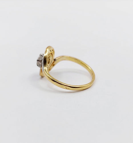 Bague 49 Bague tourbillon antique or 18k diamant taille rose 4 mm (circa 1900) 58 Facettes A06287