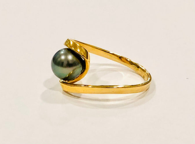 Bague 54 Bague perle de Tahiti or jaune 58 Facettes