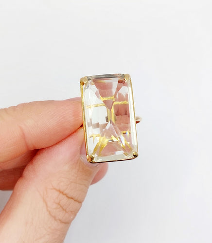 Bague 62.5 Bague cocktail vintage en or 18k et pierre jaune 58 Facettes A06670
