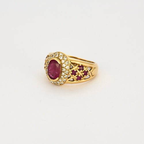 Bague 49 Bague Chevalière rubis, diamants 58 Facettes LP990/13