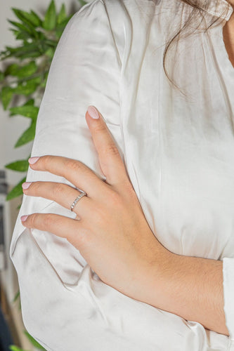 Bague 51 Bague Demi alliance Or blanc Diamant 58 Facettes 3227154CN
