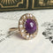 Bague 53 Bague ancienne sertie d’une améthyste cabochon et diamants en or jaune 18k 58 Facettes