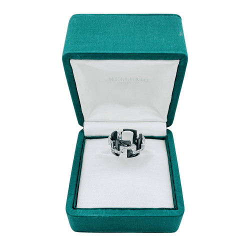 Bague 50 Bague Mellerio Graphic GM en or gris 18K et ceramique - Taille 50 58 Facettes FB07050