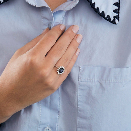 Bague Bague or blanc saphir et diamants 58 Facettes