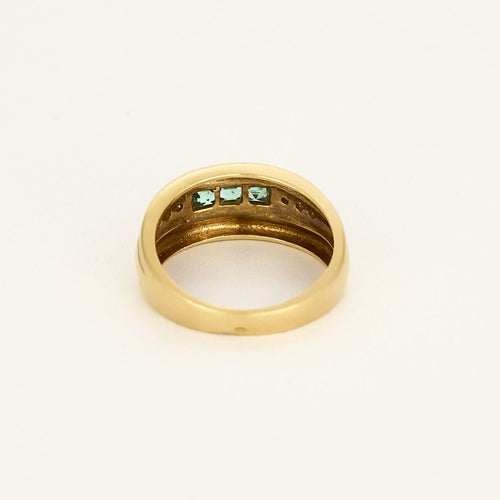 Bague en Or jaune, émeraudes et diamants