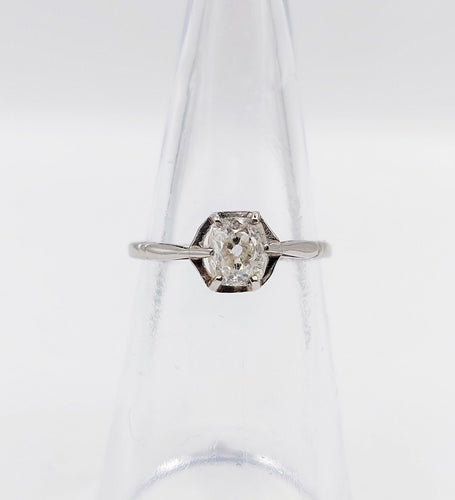 Bague 49 Bague solitaire art deco Platine diamant taille ancienne coussin 0.60 carat (circa 1920) 58 Facettes A06196