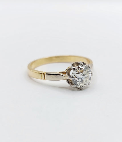 Bague 58 Bague solitaire art deco or jaune diamant taille ancienne 58 Facettes A04994