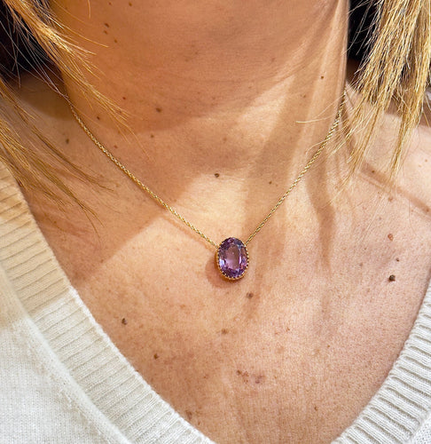 Collier Collier or jaune et améthyste 58 Facettes