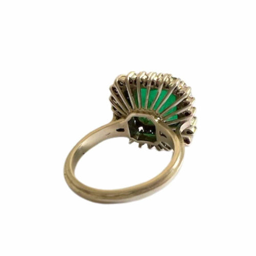 Bague 50 Bague style rétro 1945 en or jaune, diamants et émeraude 58 Facettes Q328B