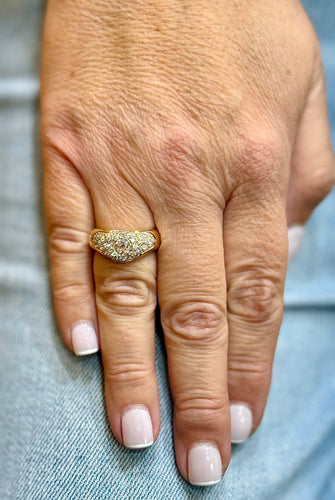Bague 56 Bague ondulée or jaune et diamants 58 Facettes