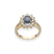 Bague 56 Bague entourage en or jaune 18K avec saphir Siam 1,50 ct et 0,60 ct de diamants H-SI – Taille 56 58 Facettes