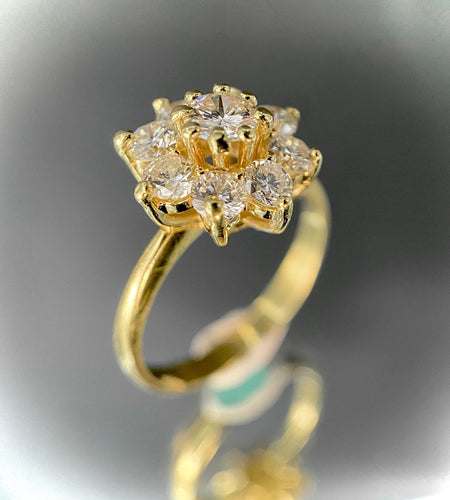 Bague 54.5 Bague marguerite en or jaune diamants 58 Facettes